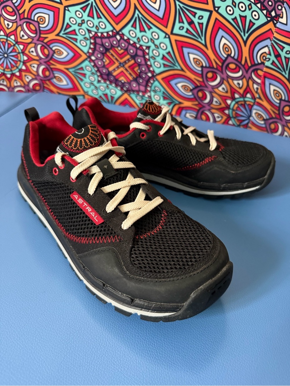 Astral Women's Black and Red Lightweight Mesh Sneakers